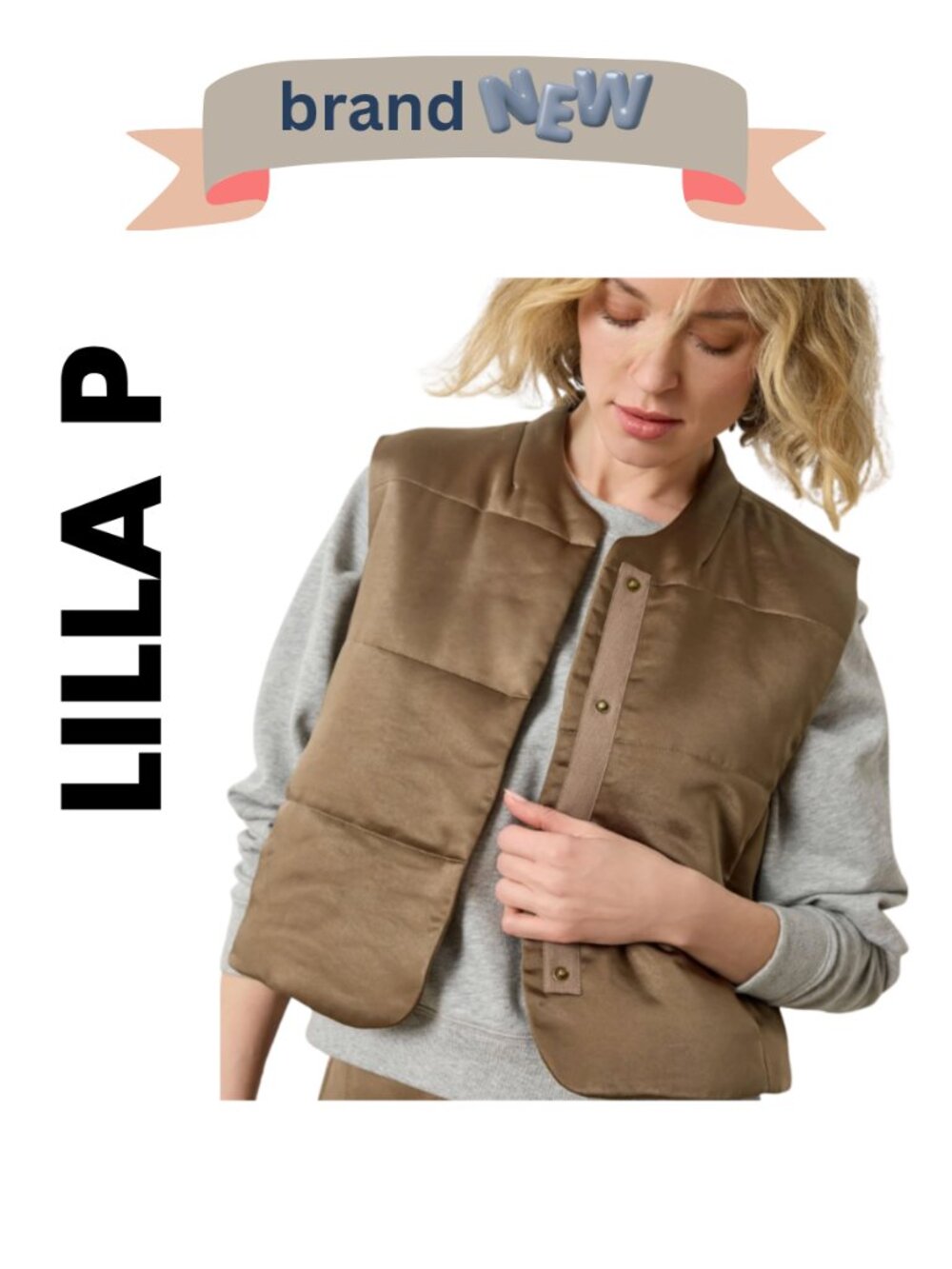 Lilla P Satin Quilted Vest in Parsley Size Small New w/Tags